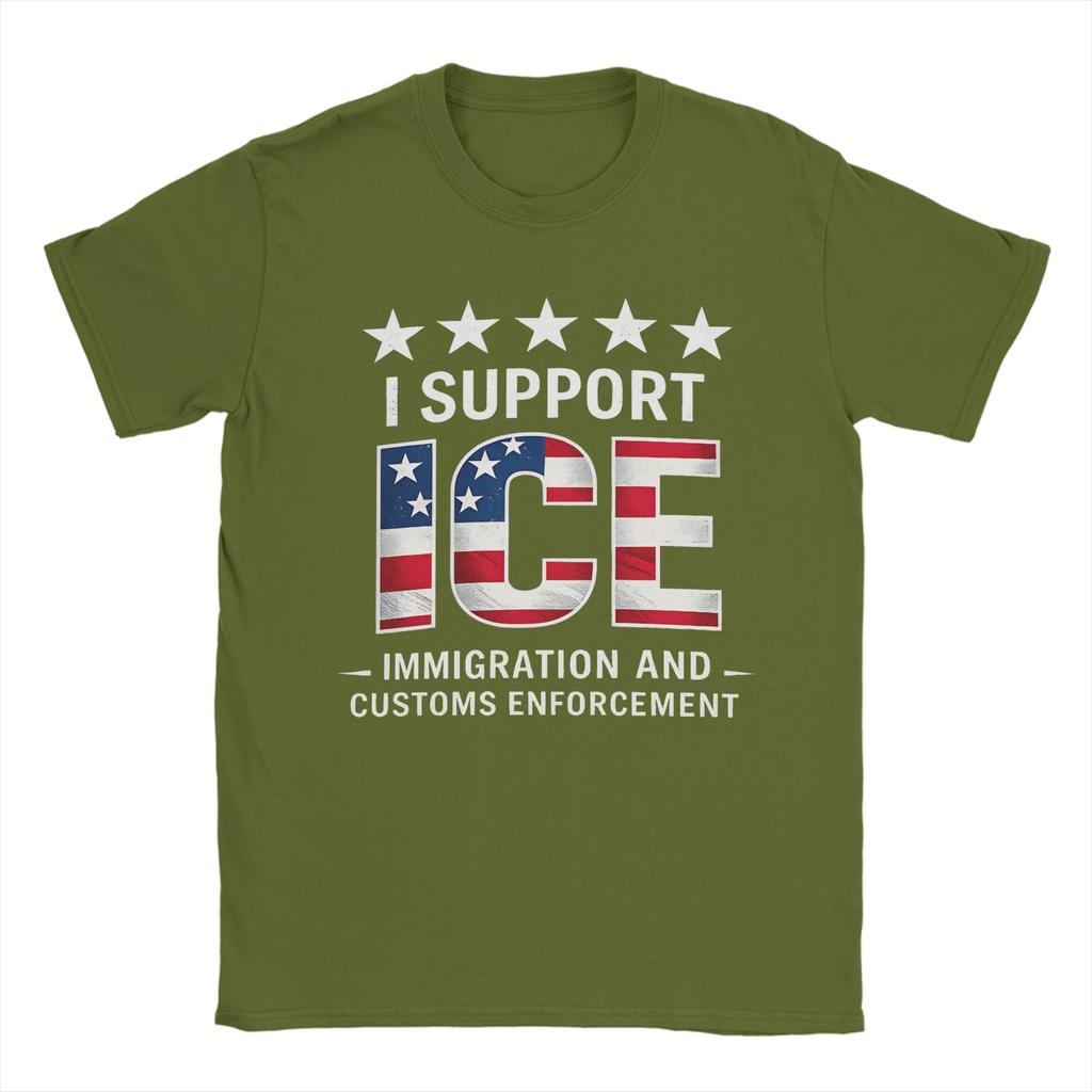 I Support Ice Immigration and Customs EnforceUnisext Patriot T Shirt Summer  Cotton TShirts For Unisexs Hippie Custom DIY Tshirt