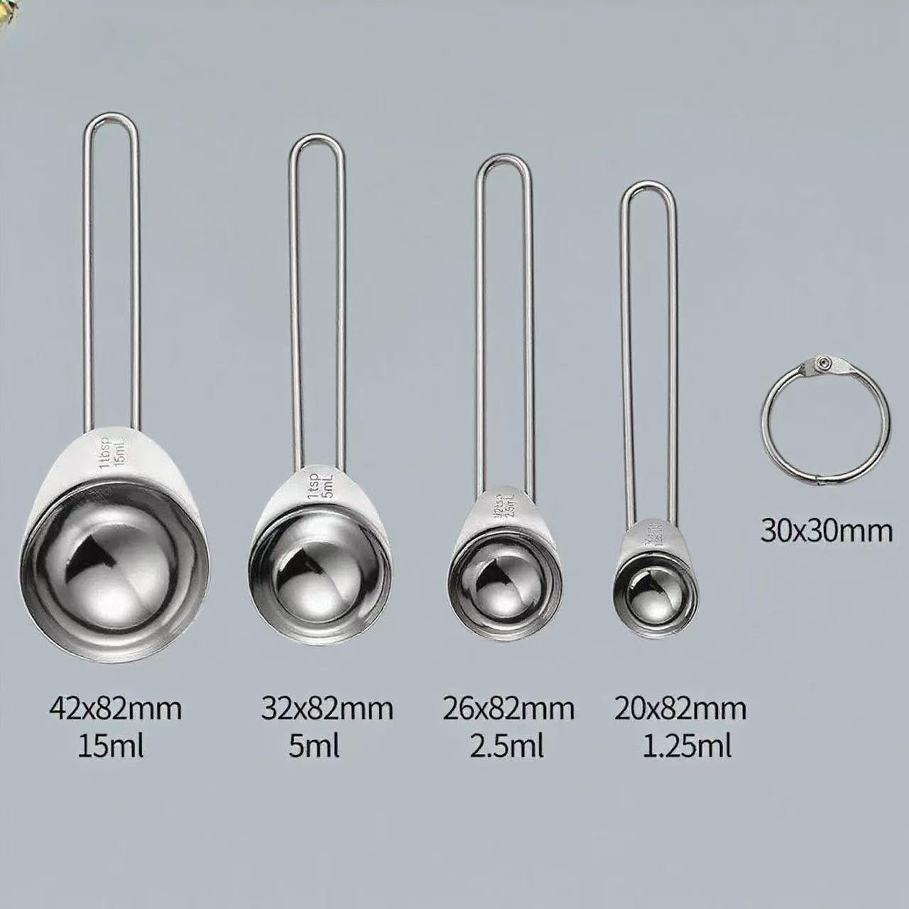 

Набор мерных чашек и ложек из нержавеющей стали для выпечки 4-piece Measuring Spoon Set серебряный