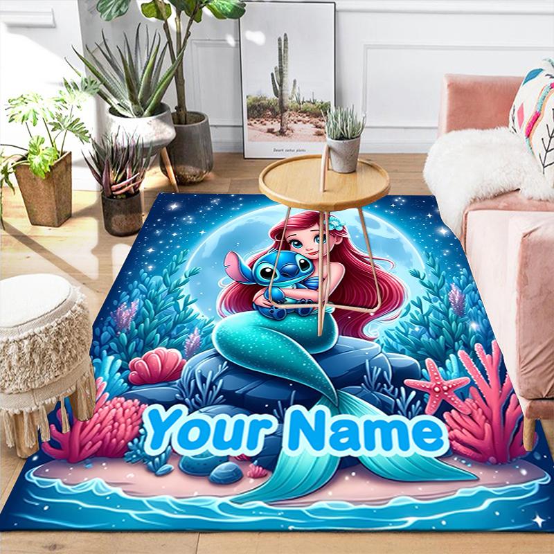 Custom 1Pc Mermaid Stitch Moonlight Adventure Rug Office Carpet Indoor Outdoor Entrance Doormat Nonslip Soft And Comfortable Living Room D916313