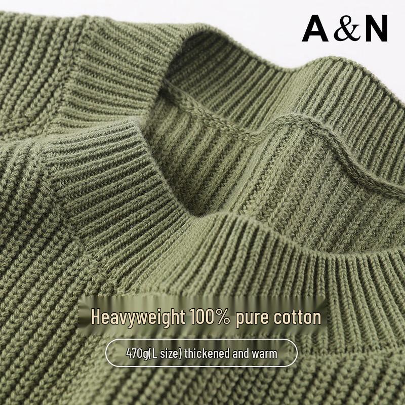 Men's 100% Cotton Heavy Knit Crew Neck Sweater