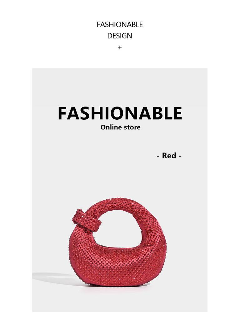 Nische 2024 Volldiamant Knödel Handtasche für Damen: Vielseitige Strass-Socialite-Abendtasche