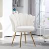 Shell Armchair Vanity Chair Velvet Armchair Living Room Chair With Golden Metal Legs Cream