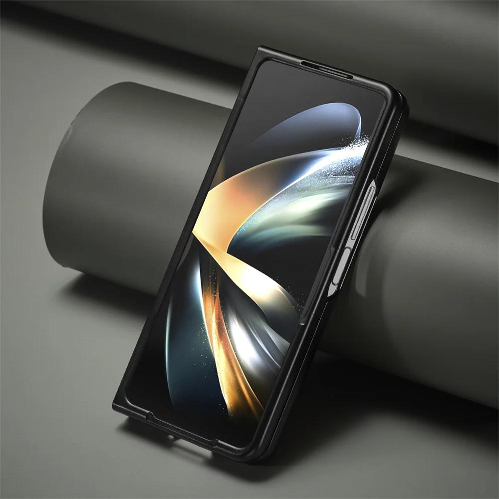 Ultra Thin PU Leather Cover For Samsung Galaxy Z Fold 7 6 5 4 3 Fold7 Fold6 Fold5 Fold4 5G Phone Case Hard Carbon Fiber