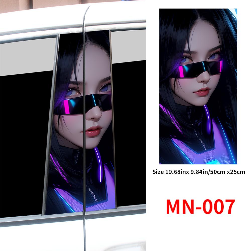 Cyberpunk Beauty Car Stickers Car B-pillar Vinyl Decals Waterproof Auto Center Pillar Sticker Cover Scratches Vehicle Decor