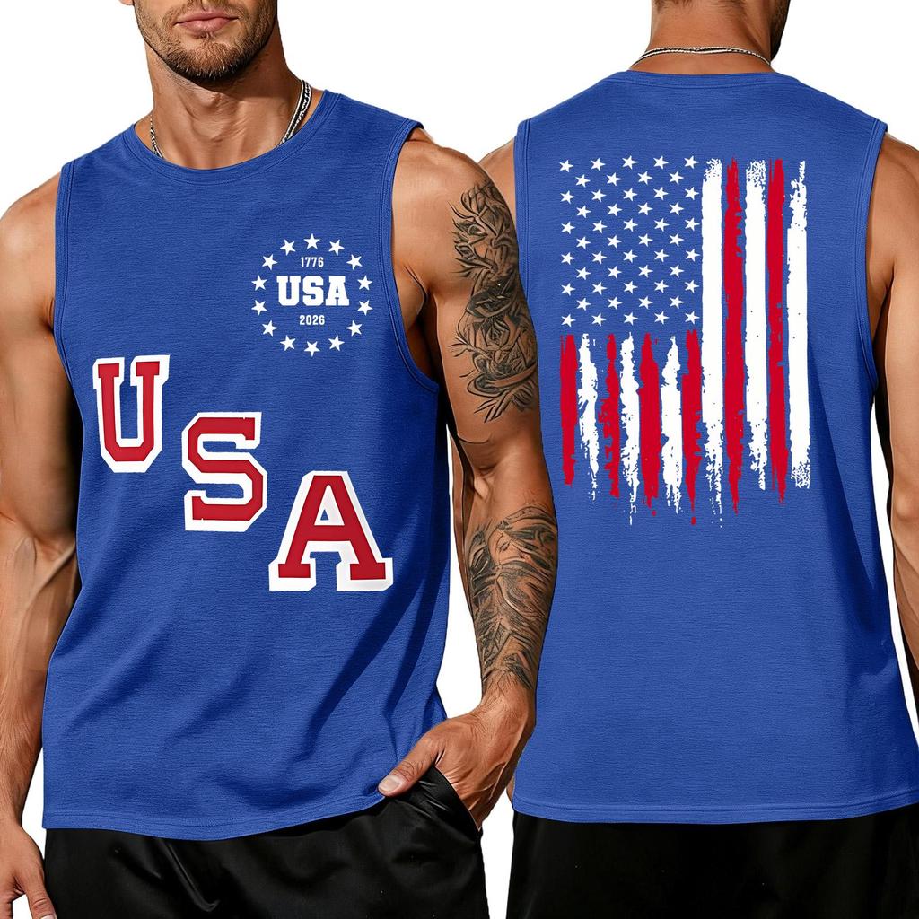 Men 4th Of Shirts USA Muscle Sleeveless Shirt Patriotic Tank Tops