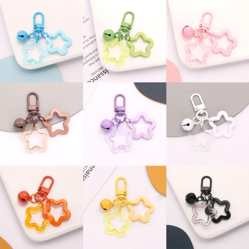 Bell Pendant Keyring Party Favor Children Handbag Valentines Day Cute Keychain Hollow Star Acrylic Keychain Bell Pendant