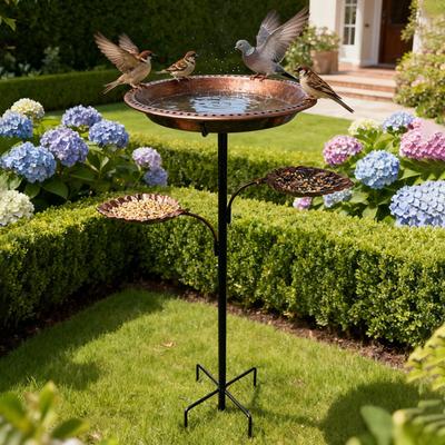 Metal Bird Bath for Outside 5 Pronged Base Birdbath with Stake Vintage Freestanding Feeder Bowl for Garden Patio Yard Lawn Decor