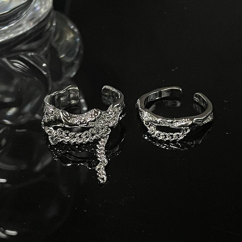 Chain Ring Niche Design Cold Wind Opening High Sense Personality French Irregular Index Finger Ring