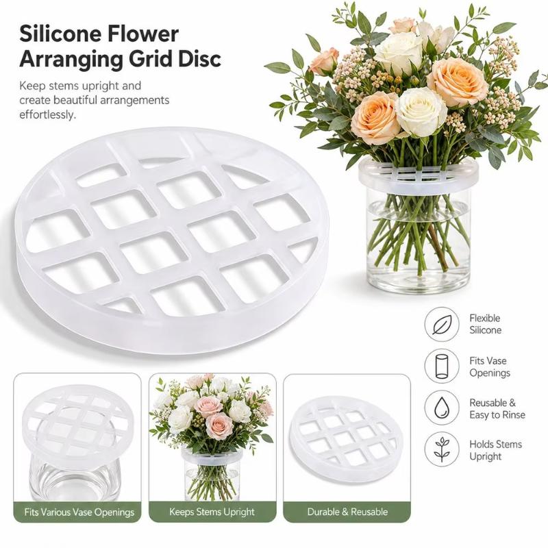 Plastic Flower Arrangement Grid Holder Sturdy Grid Design Keeps Stems Upright For Home Floral Decor Wedding Diy Projects