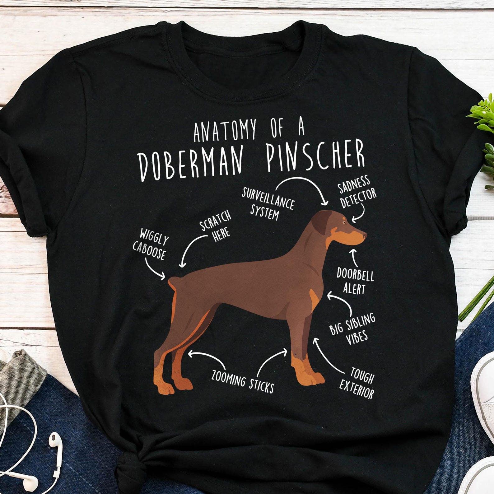 Red Doberman Shirt, , , Cute Docked Dobermann Pinscher T-shirt, Funny Dog Lover Gift, Pet Tee, Dog Mom Dog Dad, Red and Rust 110
