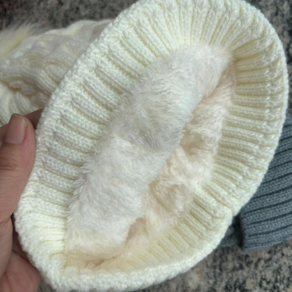 Warm Winter Twist Knitting Hat Solid Color Winter Bonnet Cute Pompom Thick Plush Cap  Women/men