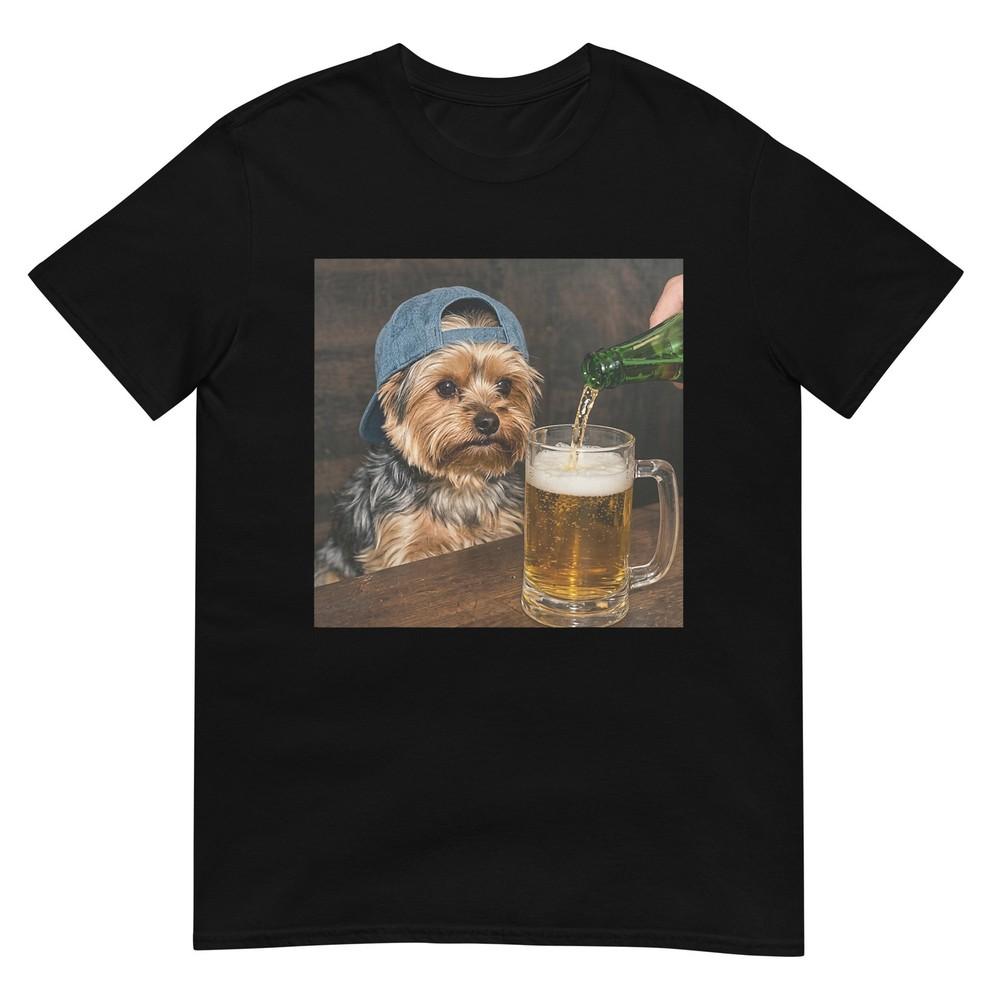 Yorkie Drinking Beer Funny Dog Meme TShirt