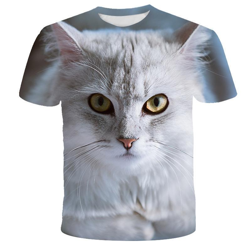 Animal Cat 3D Digital Printed Short Sleeved Casual Loose T-shirt for Men Women Shirt