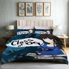 3pcs Anime-Themed Blue Quilt Cover Set for Girls - "Class of 09" Design with Zipper Closure Machine Washable All-Season