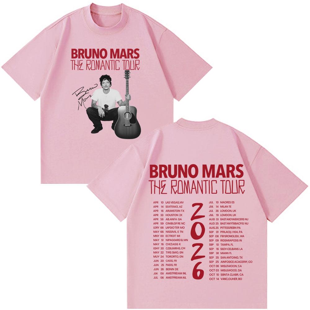 

rapper Bruno Mars Romantic Tour 2026 Graphics Tees Men Women Vintage Tshirts Shortsleeved Cotton Loose Hiphop ONeck Tshirts L