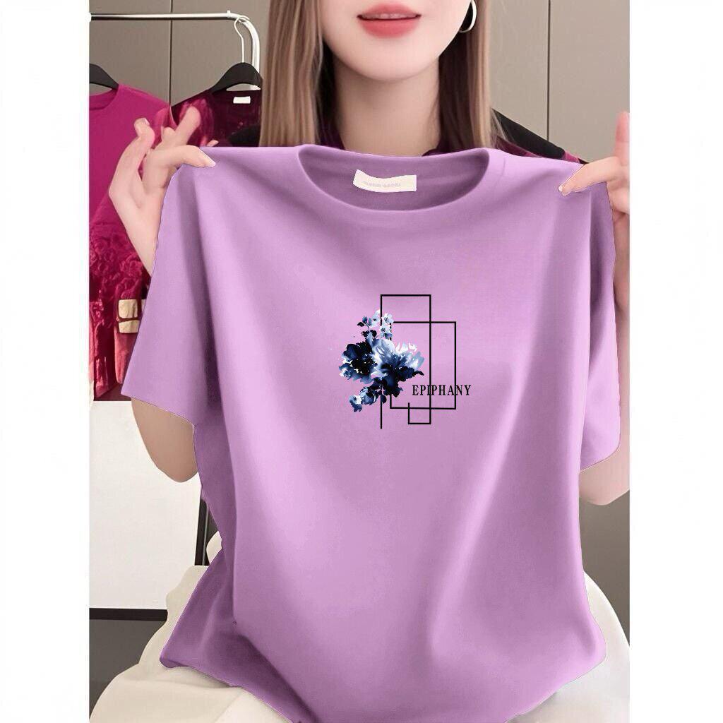 Women's High-End Printed Short-Sleeve T-Shirt - Loose Fit, Slimming, Age-Reducing, Fashionable Casual Top