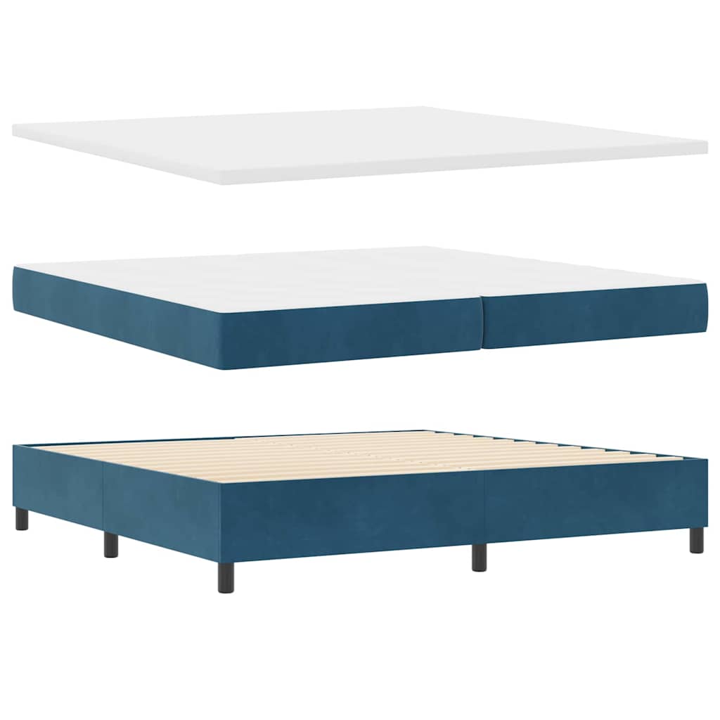 Box Spring Bed with Mattress Dark Blue 200 x 200 cm Velvet