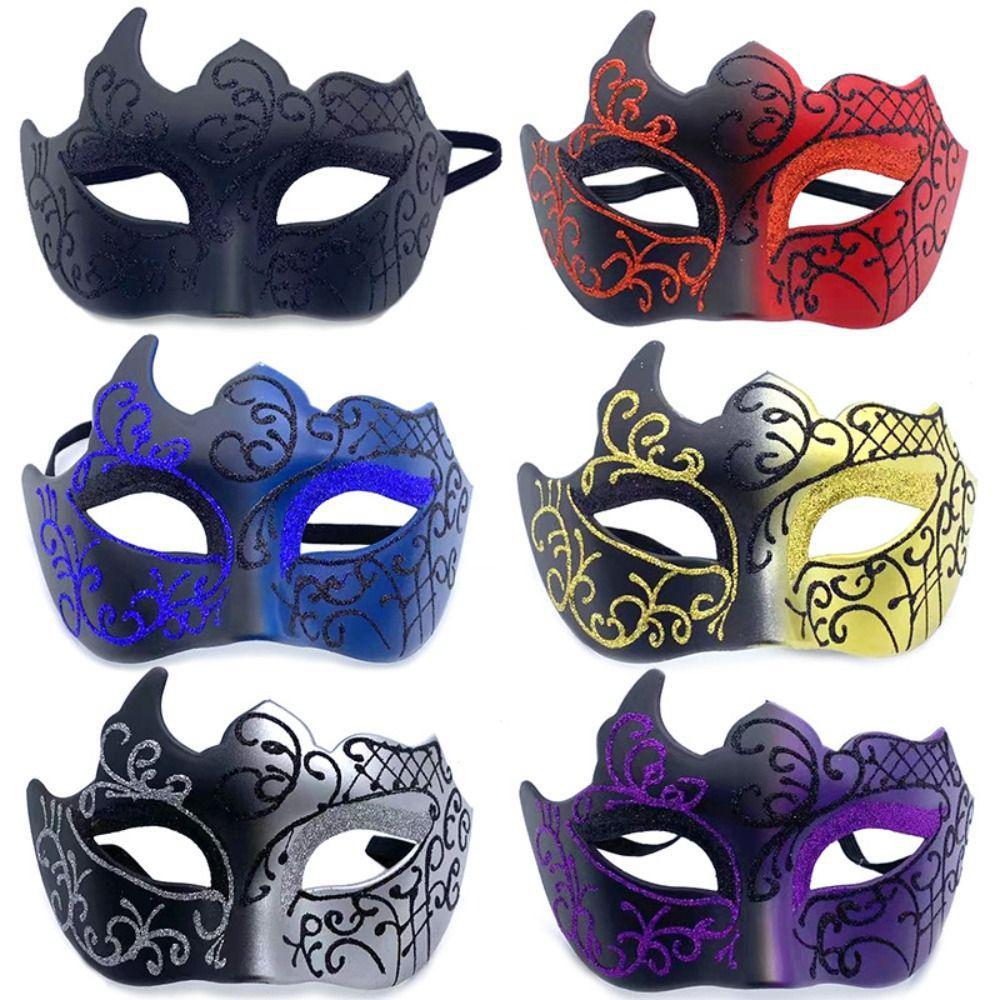 1ks Party Bar Makeup Ball Half Face Pánská malovaná zlatá pudrová maska ​​Třpytivá maska ​​Party Cosplay rekvizity