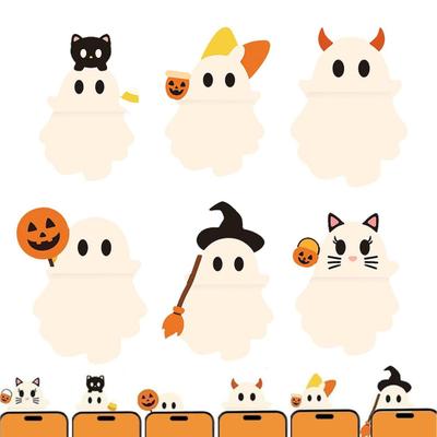 Halloween Ghost Phone Buddy Cute Stick-On Ghost Phone Topper Peel-and-Stick Mini Phone