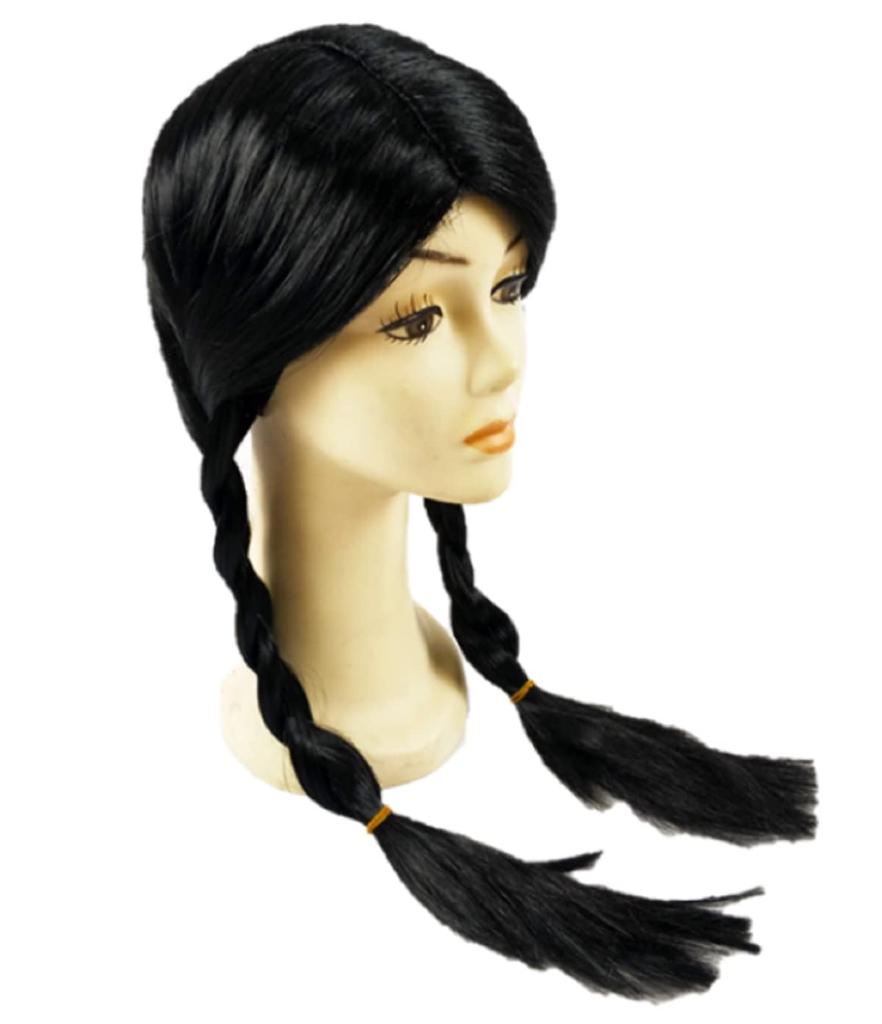 Pigtails Shiny Black Center 40cm for Props Wig, Braids, Hair, Part, Long, Long, Schoolgirls, Cosplay, Theater,