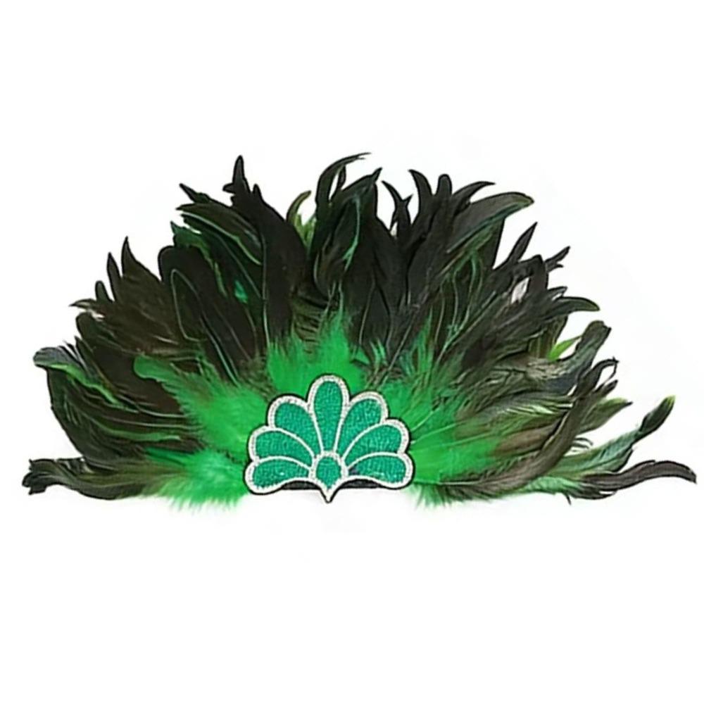 Brazilian Carnival Feather Headpiece Colorful Feather Headdress New Hair Band Carnival Events зелёный
