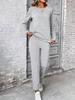 Completo da Donna Moda a Manica Corta con Scollo Rotondo e Taschino, Pantaloni a Gamba Dritta