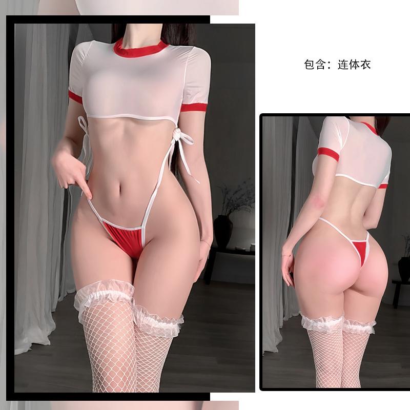 Sexy Underwear Tight High Fork Straps Student Gymnastics Clothes Sexy Hollow Private Home Clothes
