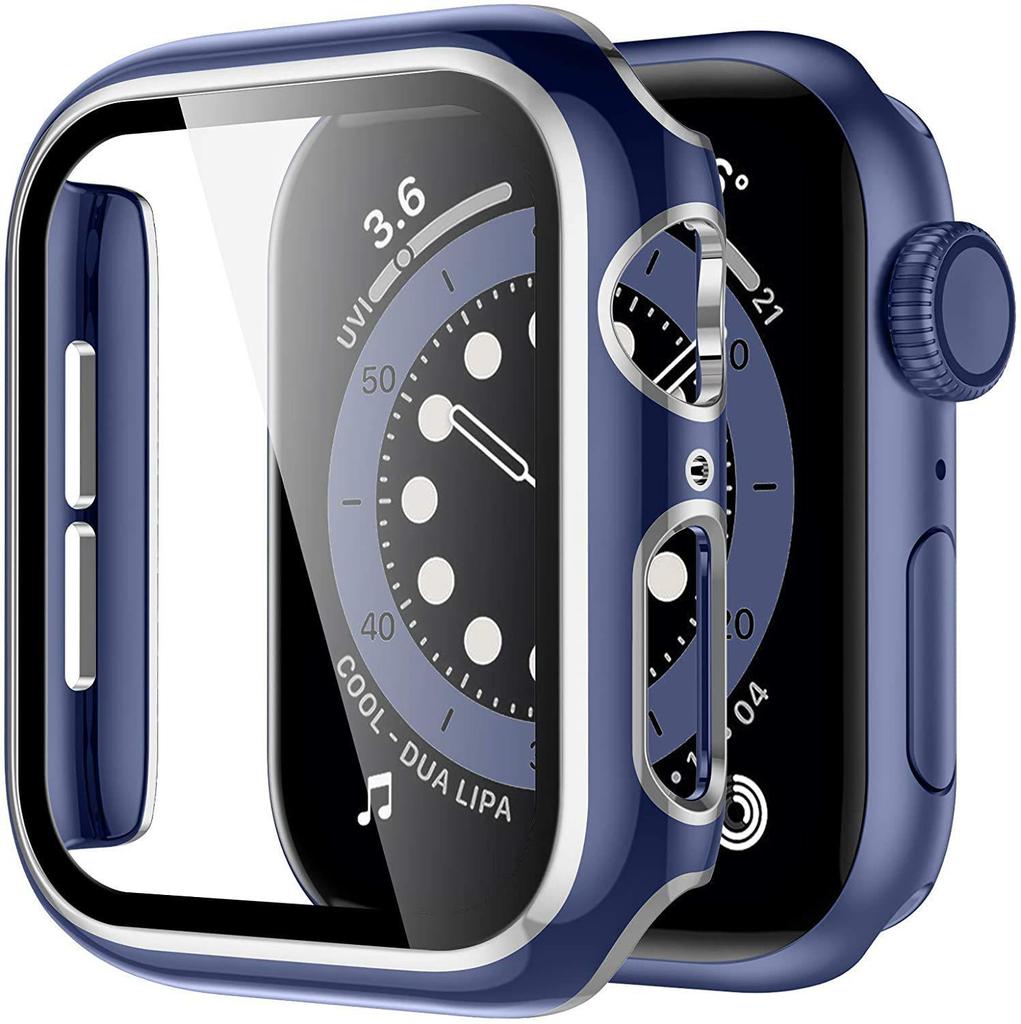 Coque de protection bicolore pour Apple Watch iWatch7 avec film en verre trempé