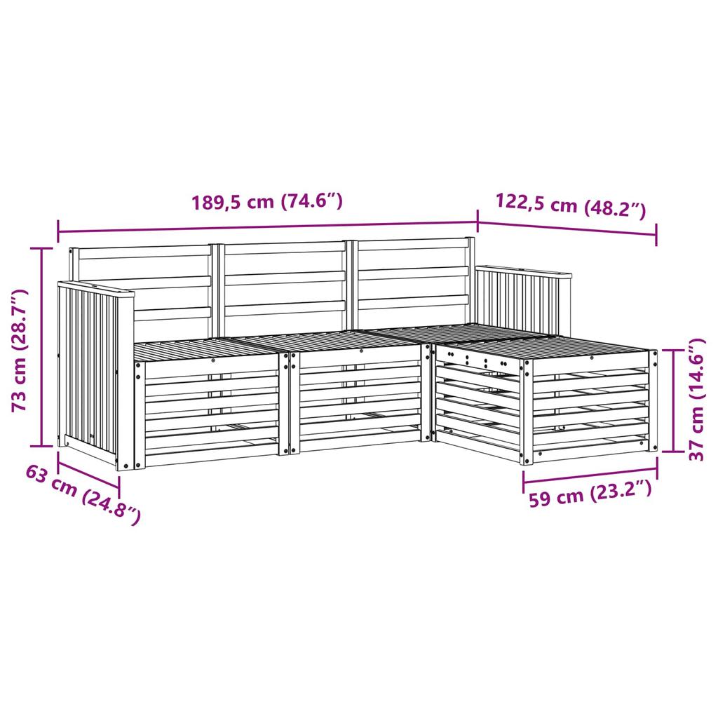 Outdoor Sofa Set 4 pcs Natural