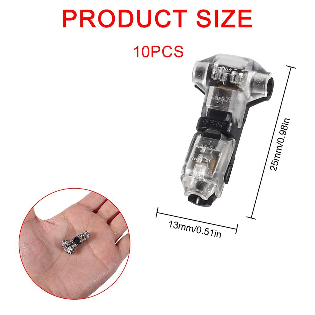 DIANN 10 Stück Niederspannungs-Drahtverbindungsstecker T-Tap Schnellverbinder ohne Löten 2-polig