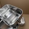 Portable 304 Stainless Steel Lunch Box Square Compartment Sealed Lunch Tray with Lid for Food