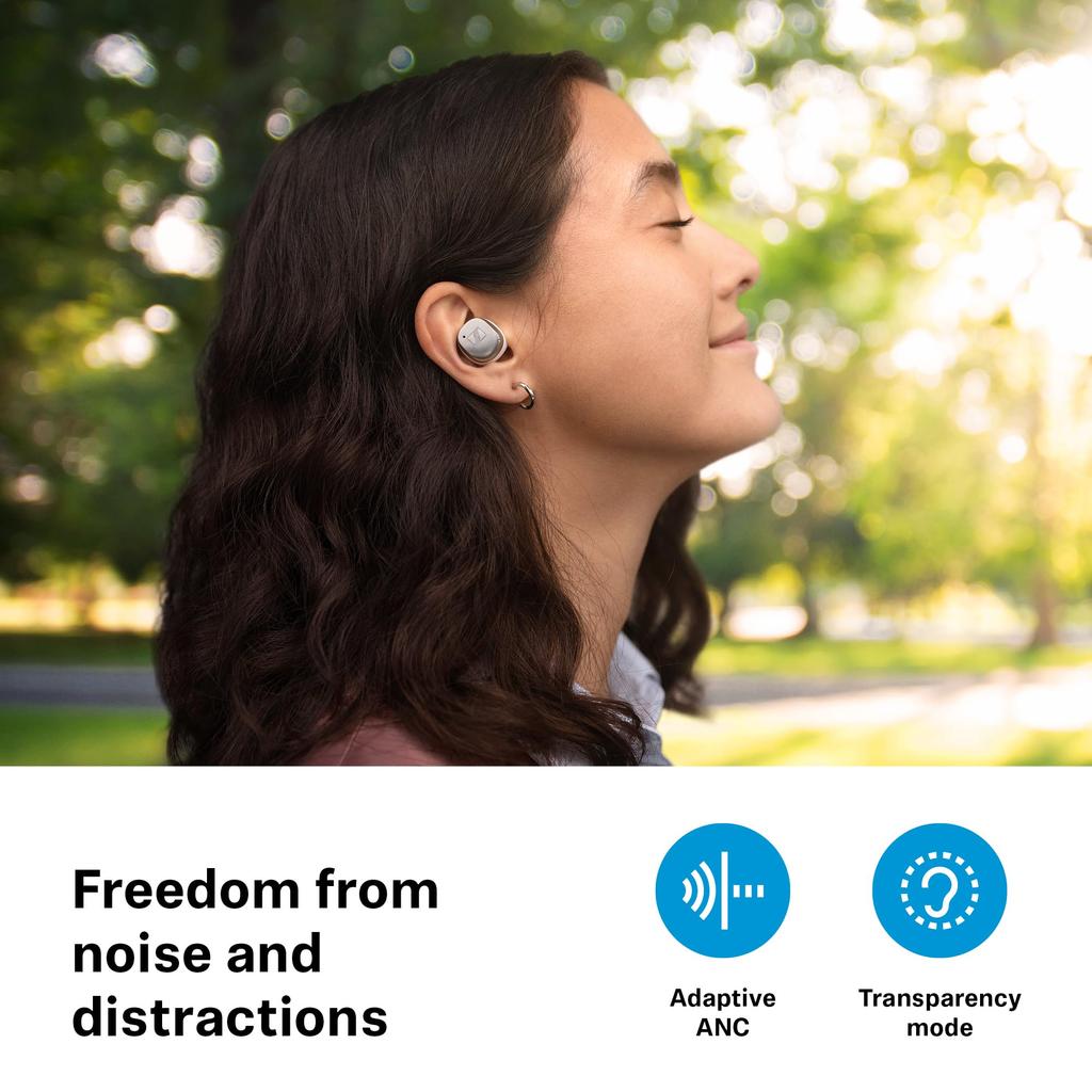 Sennheiser MOMENTUM True Wireless 4 Earphones Bluetooth 5.4 Noise Cancelling 30-Hour Battery Adaptive ANC LE Audio White Silver