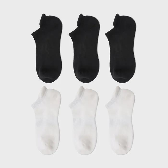 Cushioned Ankle Socks (Ivory + Black) 6-Piece Set