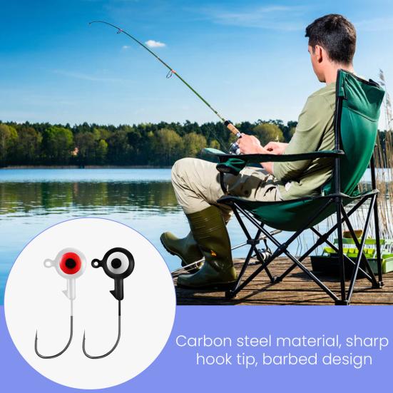 20Pcs 2.5CM/2.5G Colorful Eyes Fishhook Heavy Duty Metal Barbed Round Head Fishing Hook Freshwater Saltwater Bass Fishing Accessories