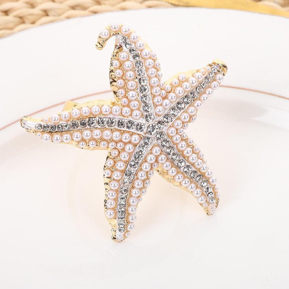 For Christmas Dinner European Table Decor Starfish Napkin Ring Wedding Reception Gold Starfish Zinc Alloy Construction