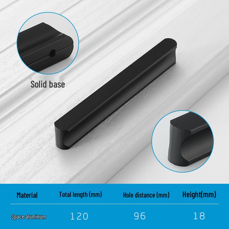 Modern Minimalist Gold Cabinet Handle, Light Luxury I-Shaped Black Drawer Pull