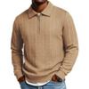Men's Turn-Down Collar Cable Knit Sweater Half Zip Long Sleeve Pullover Casual Slim Fit Knitwear for Men Basic Tops