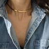 Collar Gargantilla Cadena de Eslabones Serpiente Hoja Plana Punk Color Oro Plata Acero Inoxidable Cadenas para el Cuello de Mujer Joyería Chocker 2025