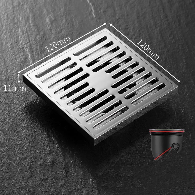 12x12cm 15x15cm brass odor proof square floor drain bathroom toilet large displacement floor drain bathroom hardware accessories