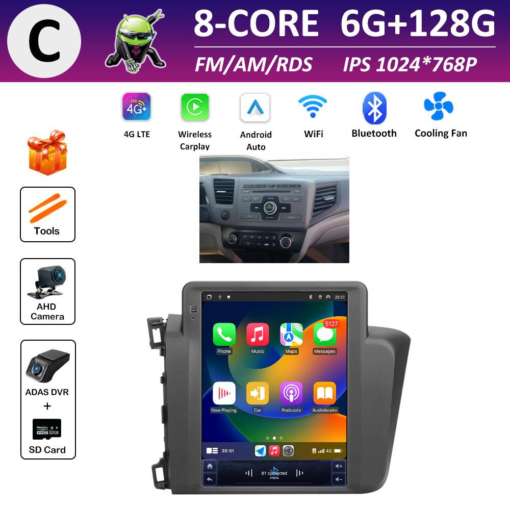 Cooling Fan Android OS Car Video for Honda Civic 2012 2013 2014 - 2015 Video Player DSP Stereo Bluetooth GPS Navigation No 2 Din
