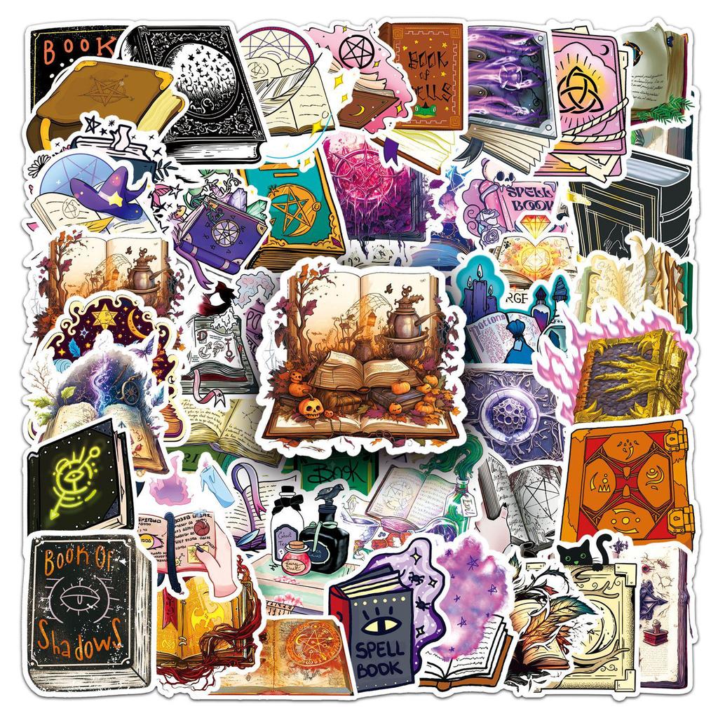50pcs Gothic Style Halloween Stickers: Dark Retro Waterproof Decals for Journals & Notebooks