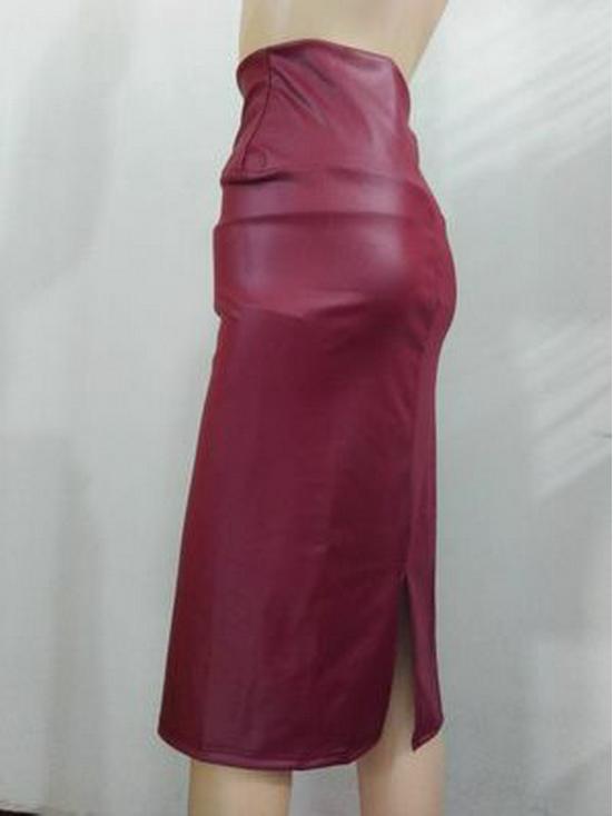 

Европейский и американский стиль Сексуальная юбка-миди из искусственной ПУ кожи с завышенной талией и разрезом до колена XL