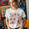 Vintage Cottagecore Wildflower Red Cardinal Shirt Goblincore Nature TShirt Bird Lover Gift Tee Cottage Core Wildflowers Shirts