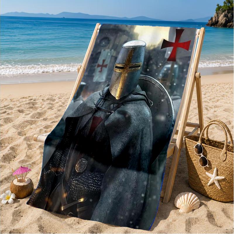 Knightly Valor And Patriotism Beach Towel, Microfiber Beach Towel, Perfect For Pool, Beach, Travel, Home Decor Beach Party Fan gifts
