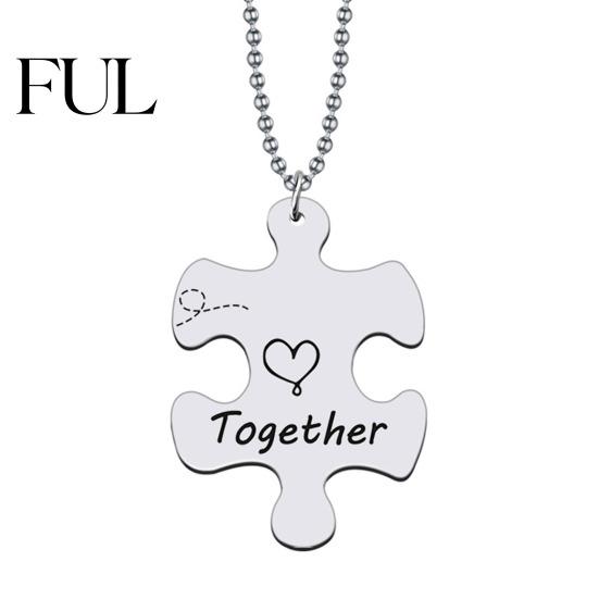 Paar Schlüsselanhänger 2 Stück Schlüsselanhänger Halskette Zusammen Besser Puzzle Edelstahl DIY Anhänger Ring Rucksack Ornament Freund Freundin Geschenk