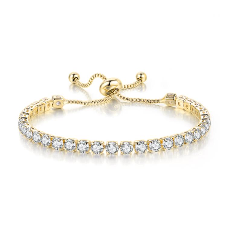 Adjustable Colorful Birthstone Tennis Bracelets for Women 4MM Crystal Bangle Girls Hand Chain Trend Jewelry Accessories H133