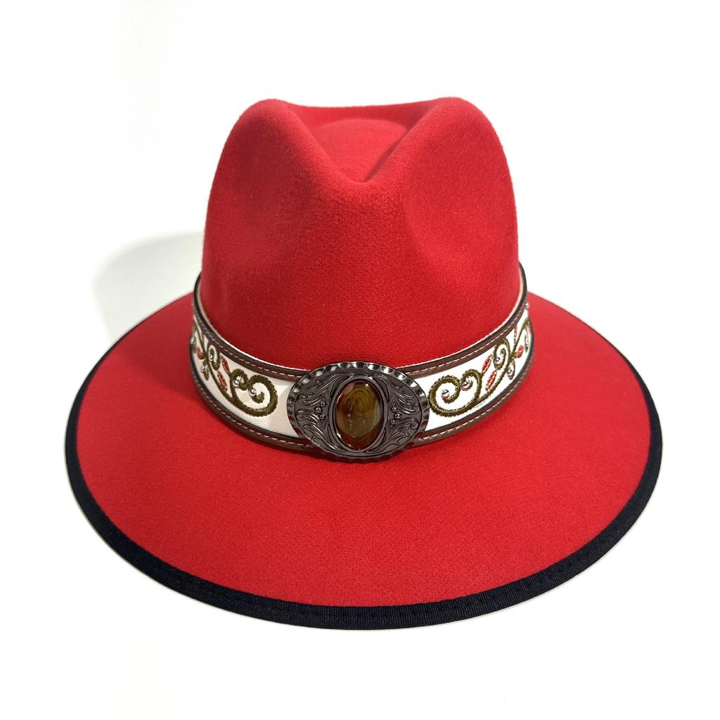 Men And Women Peach Top Western Cowboy Hat Style Jazz Hat Big Edge Top Hat