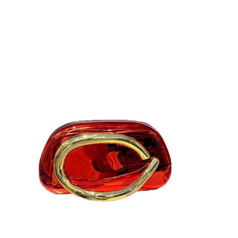 Acrylic Mini Clutch Bag With Metal Handle Vintage Style Evening Purse Crossbody Shoulder Women