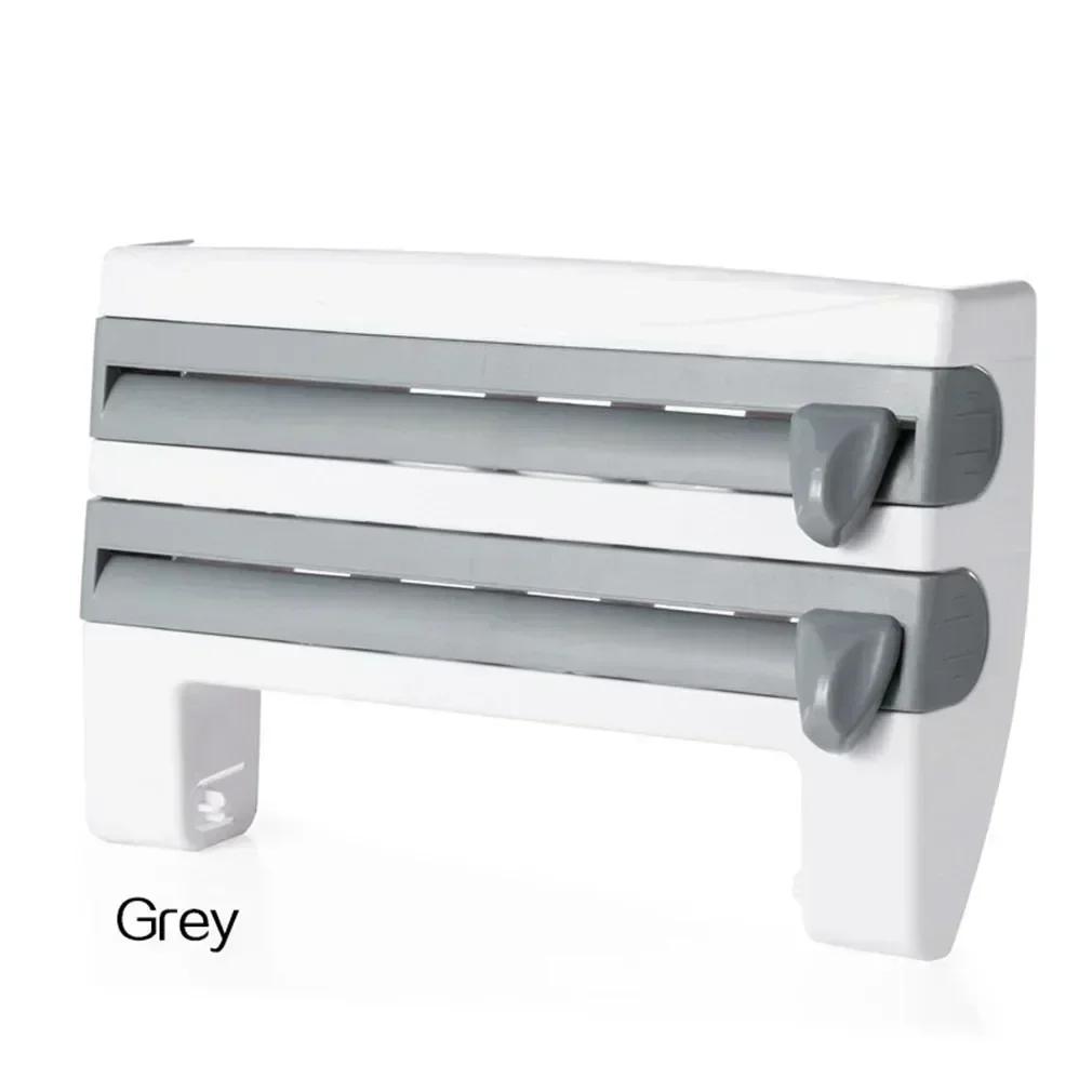 Kitchen Cling Film Tissue Holder Sliding Knife Cutter Aluminum Foil Barbecue Paper Cutting Box Household Towel Storage Racks