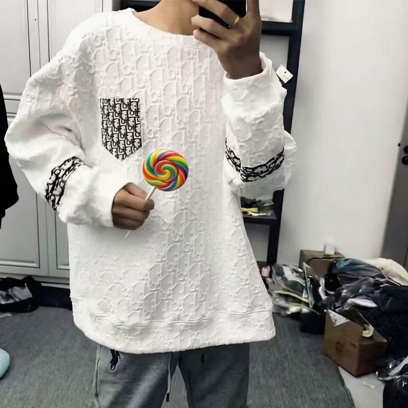 

Men s Trendy Fleece-Lined Streetwear Hoodie: Versatile Round Neck, Patchwork, Long Sleeve, Loose Fit for Spring, Autumn, Winter Fashion. 2XL